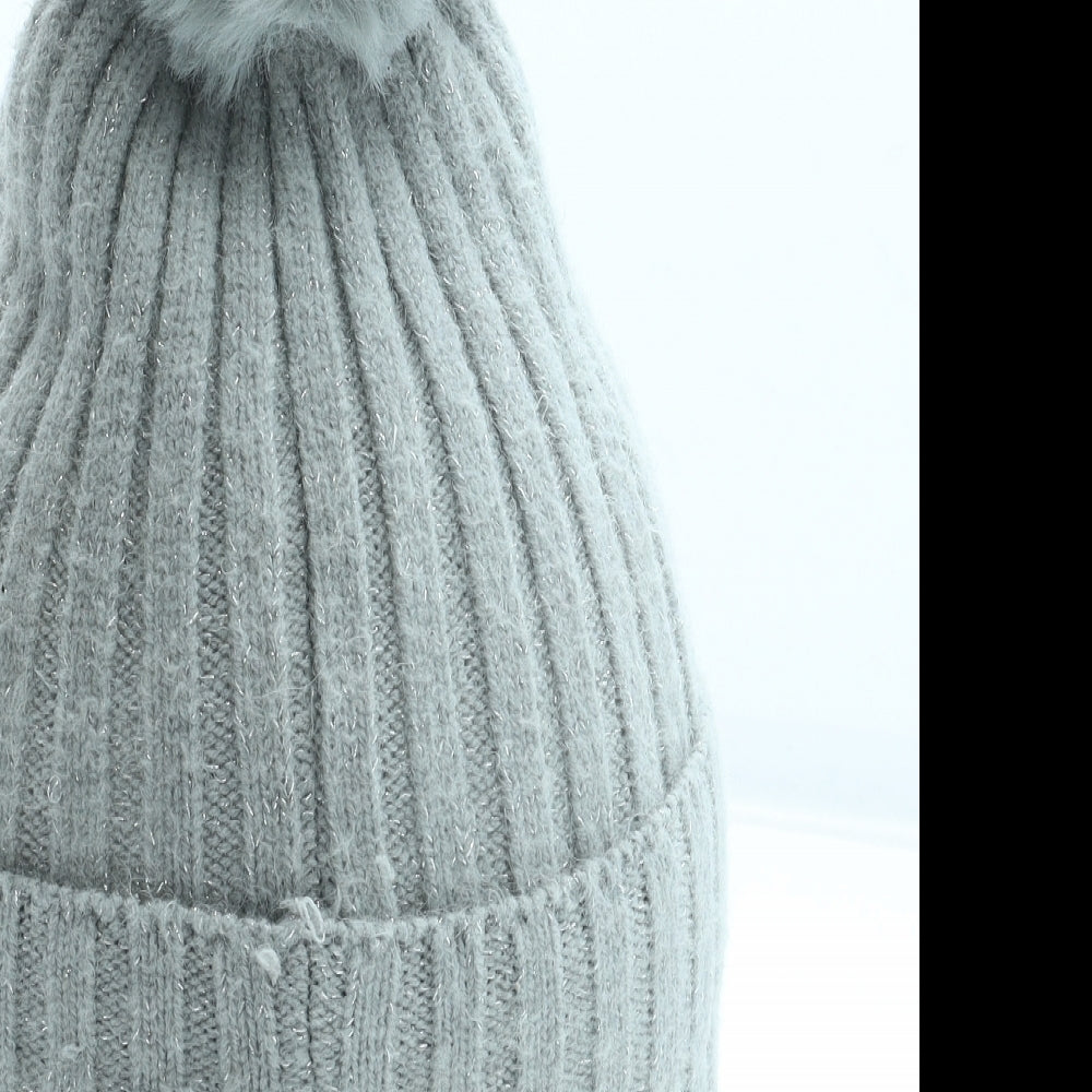 Primark Womens Grey Acrylic Bobble Hat One Size