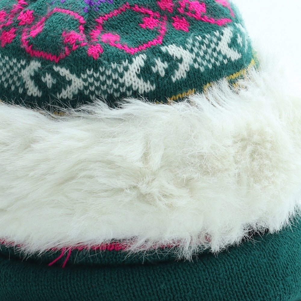 Preworn Womens Multicoloured Fair Isle Acrylic Winter Hat One Size