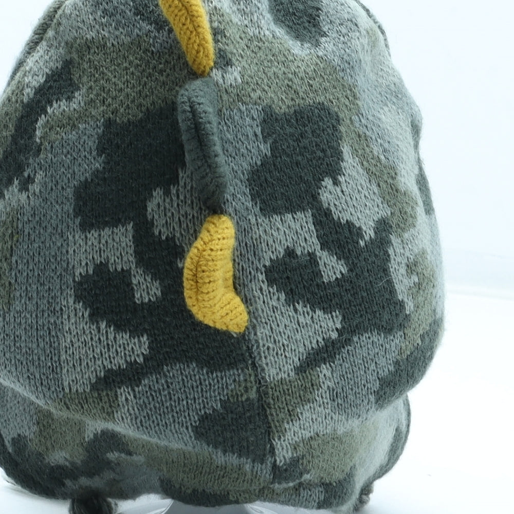 Preworn Boys Green Camouflage Acrylic Winter Hat Size S - Dinosaur