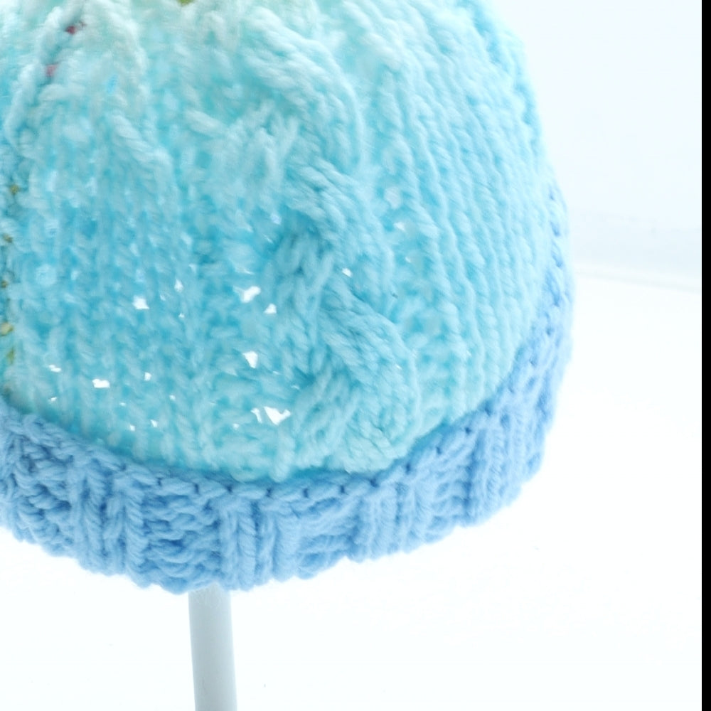 Preworn Boys Blue Colourblock Acrylic Beanie Size XS