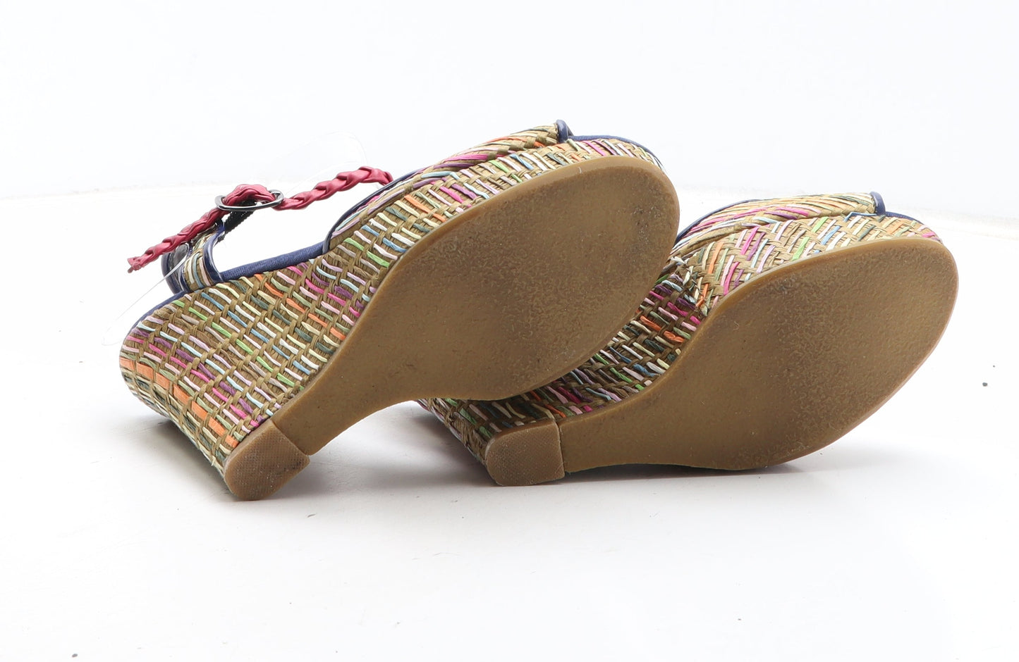 Preworn Womens Multicoloured Geometric Synthetic Strappy Heel UK