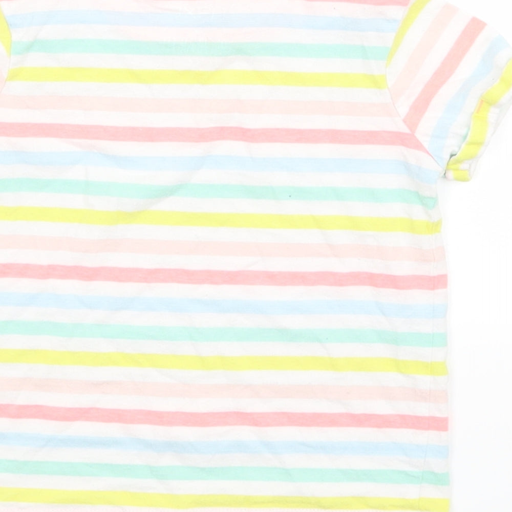 NEXT Girls Multicoloured Striped Basic T-Shirt Size 4 Years