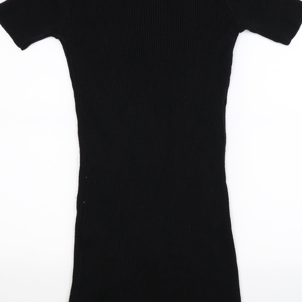 Missguided Womens Black Striped Knit Jumper Dress Size 12