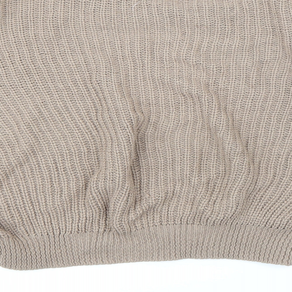 Boohoo Womens Brown Knit Pullover Jumper Size M