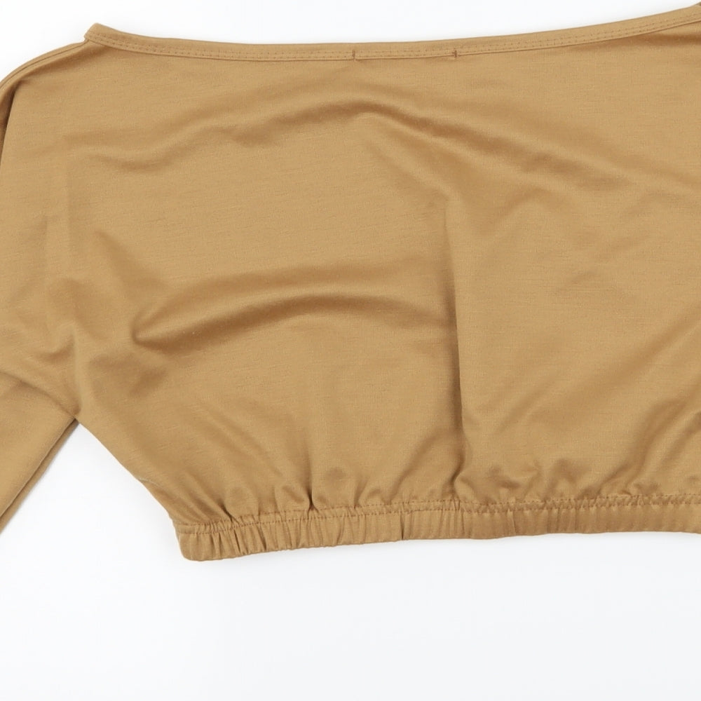 Femme Luxe Womens Brown Jersey Pullover Sweatshirt Size S