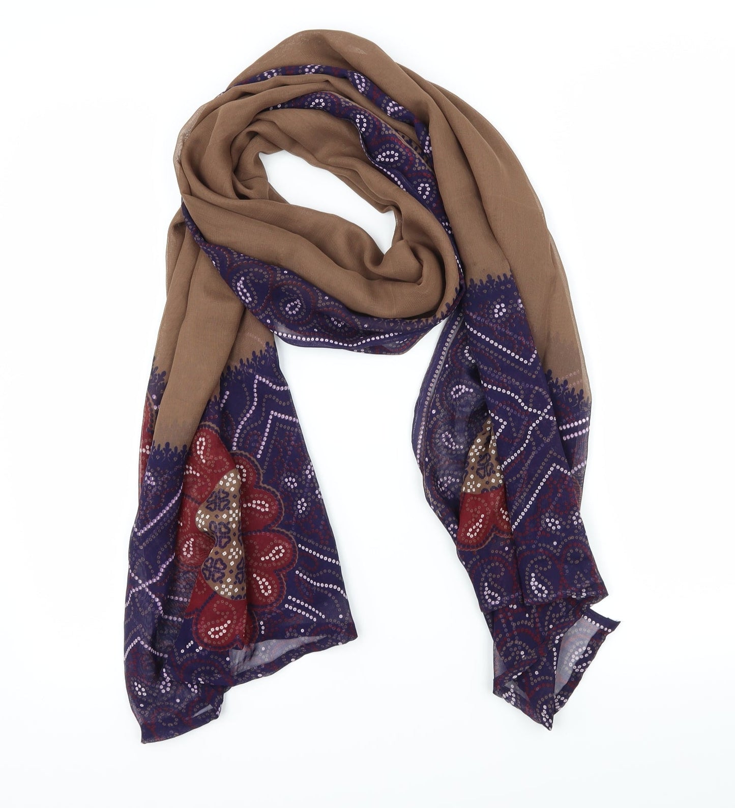 Preworn Womens Brown Paisley Scarf