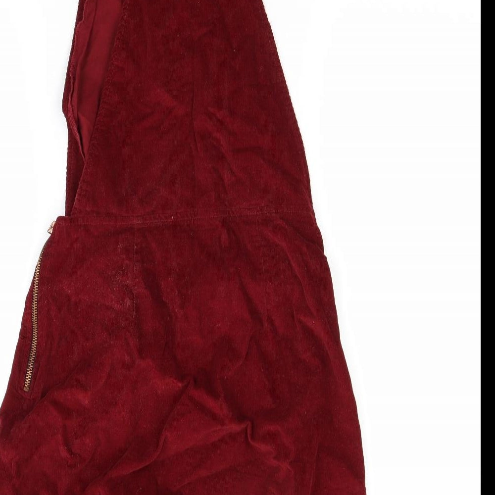 Primark Womens Red Corduroy Pinafore/Dungaree Dress Size 6