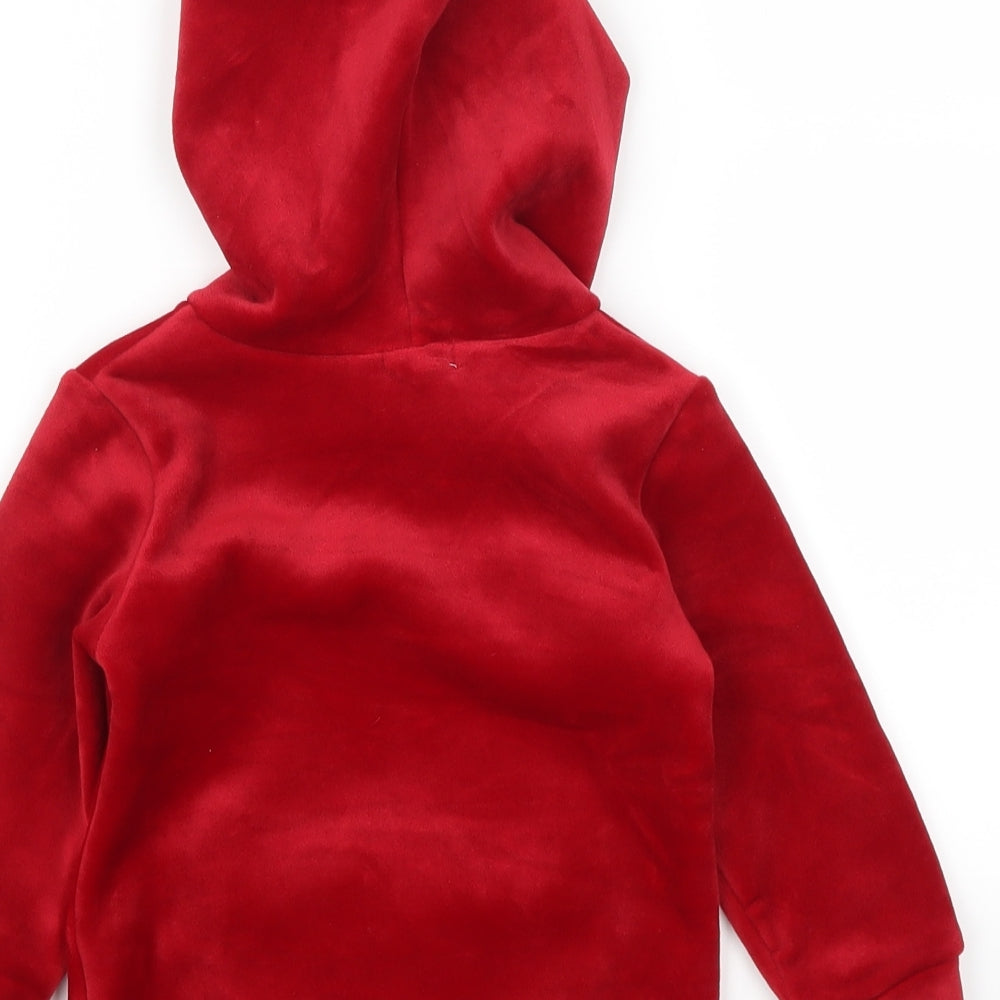 Smile Yes Girls Red Animal Print Pullover Hoodie Size 2 Years - Hamster Pom Pom