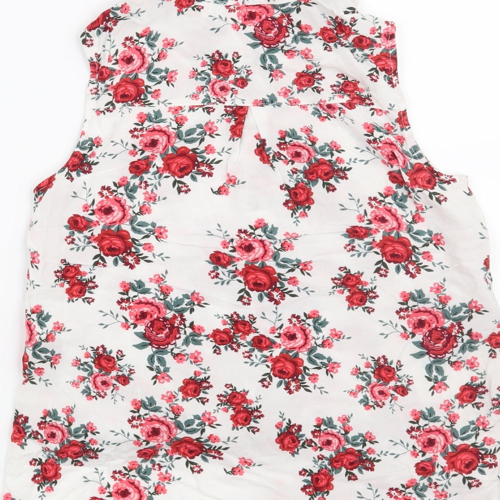 H&M Womens White Floral Basic Blouse Size 4