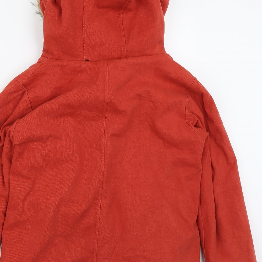 Ruidiya Womens Orange Overcoat Coat Size L
