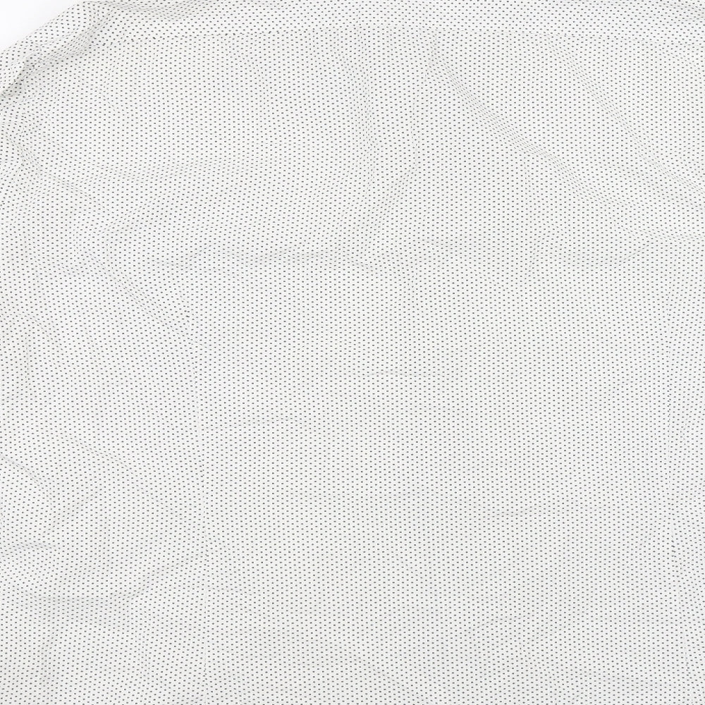 Preworn Womens Ivory Polka Dot Basic Button-Up Size L