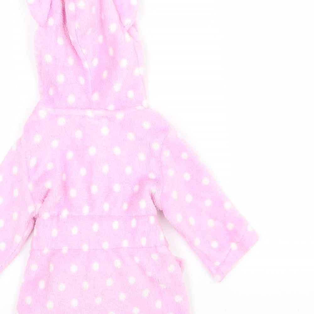 Peacocks Girls Pink Polka Dot Fleece Gown Size 3-6 Months - Little mouse