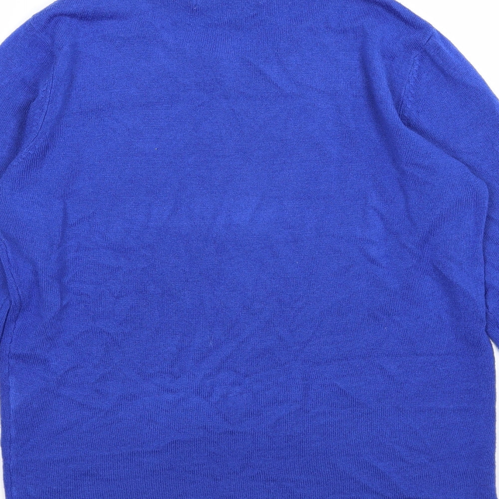 Brand and care label for Pure & Natural women’s blue knit jumper, size UK 10, - beaded
