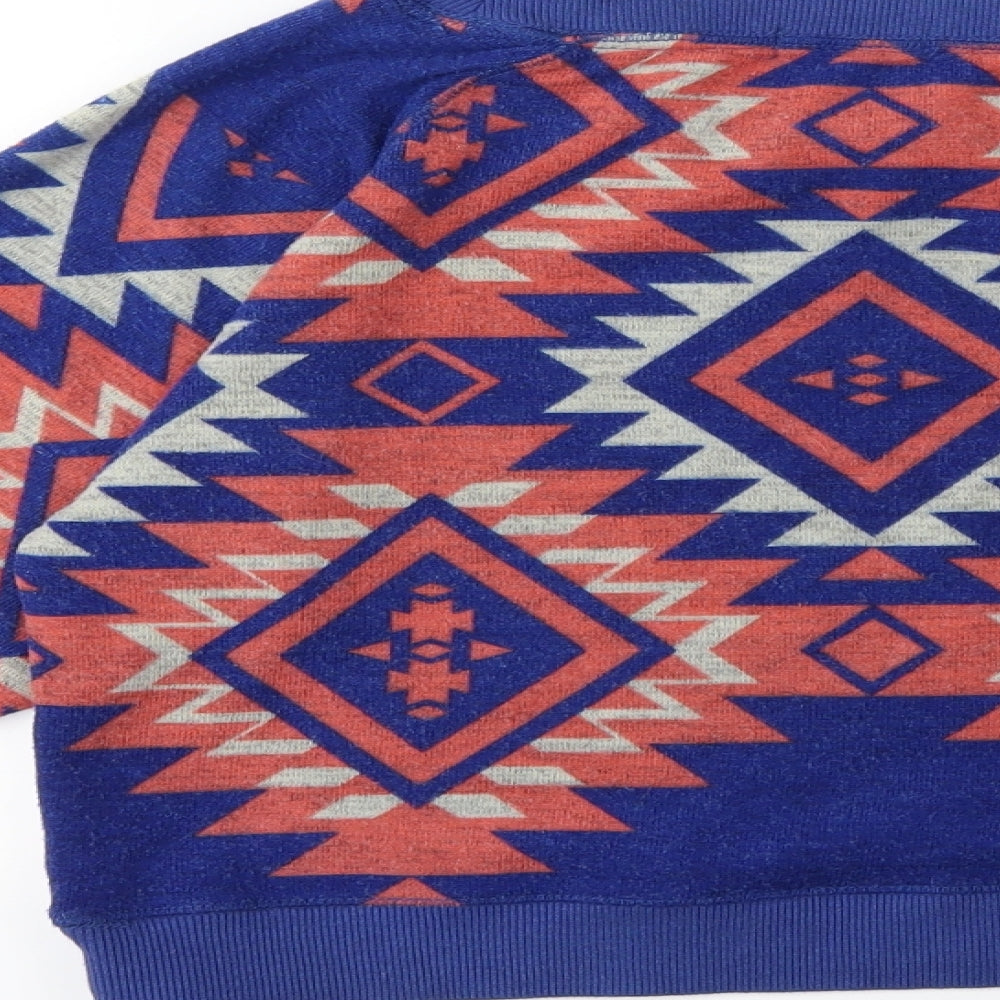 River Island Womens Blue Geometric Pullover Sweatshirt Size S