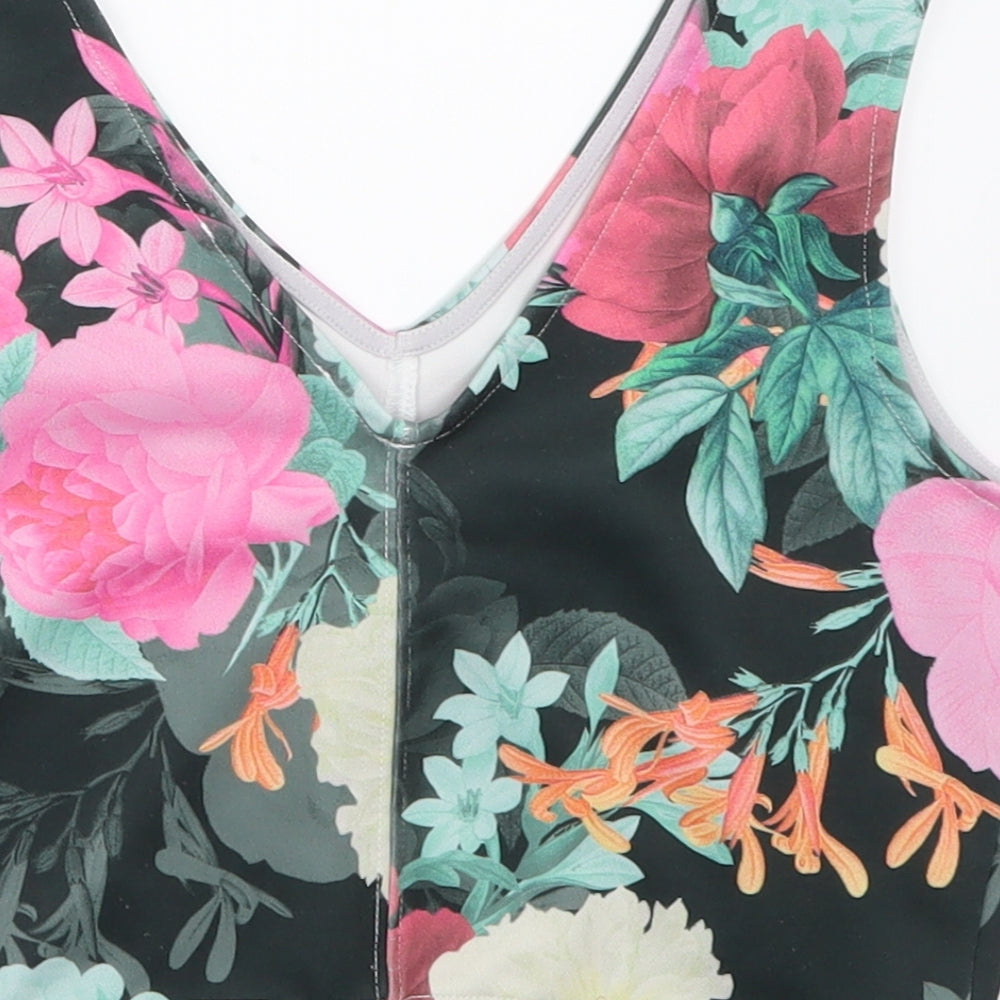 NEXT Womens Black Floral Basic Tank Size 10