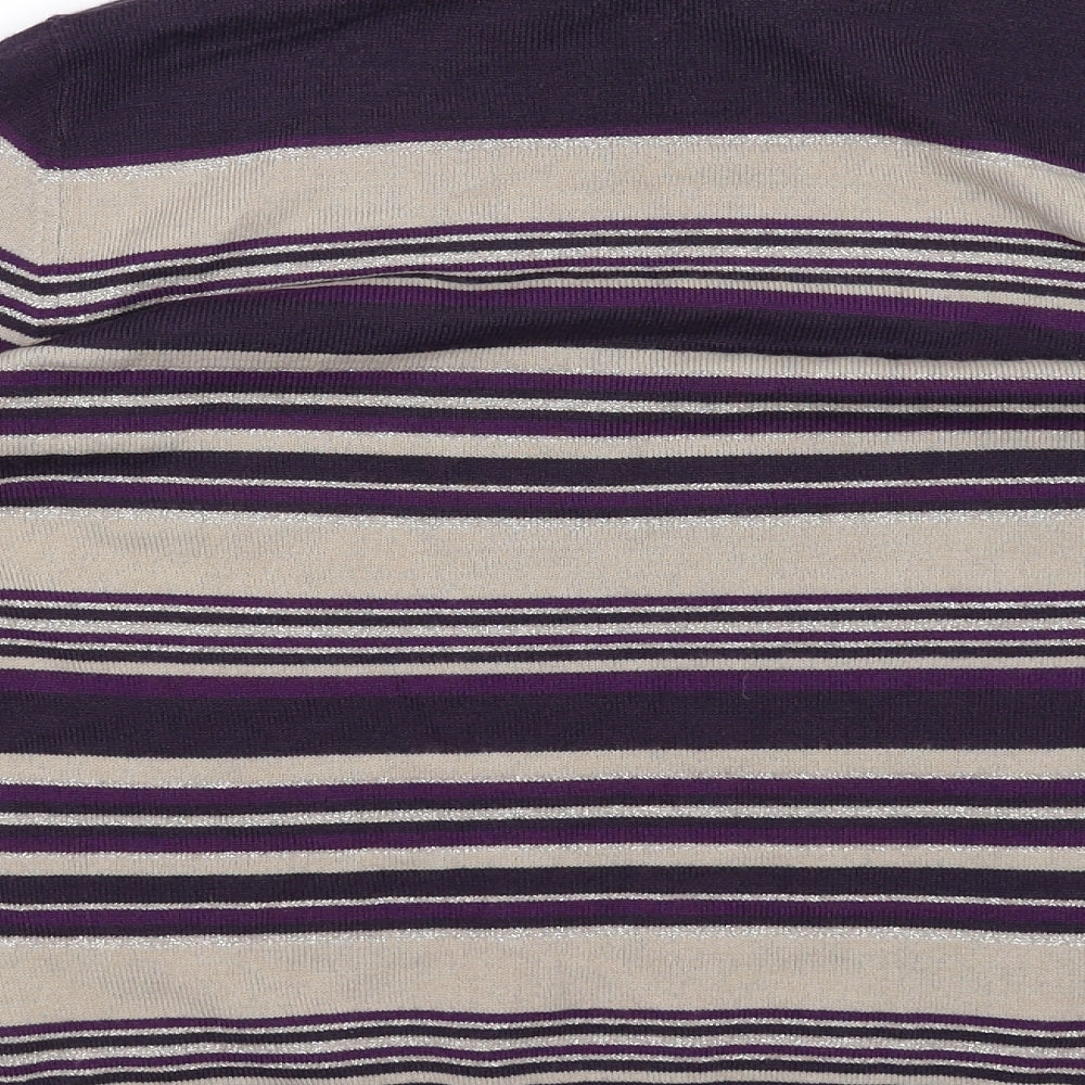 Classic Womens Purple Striped Pullover Jumper Size 10