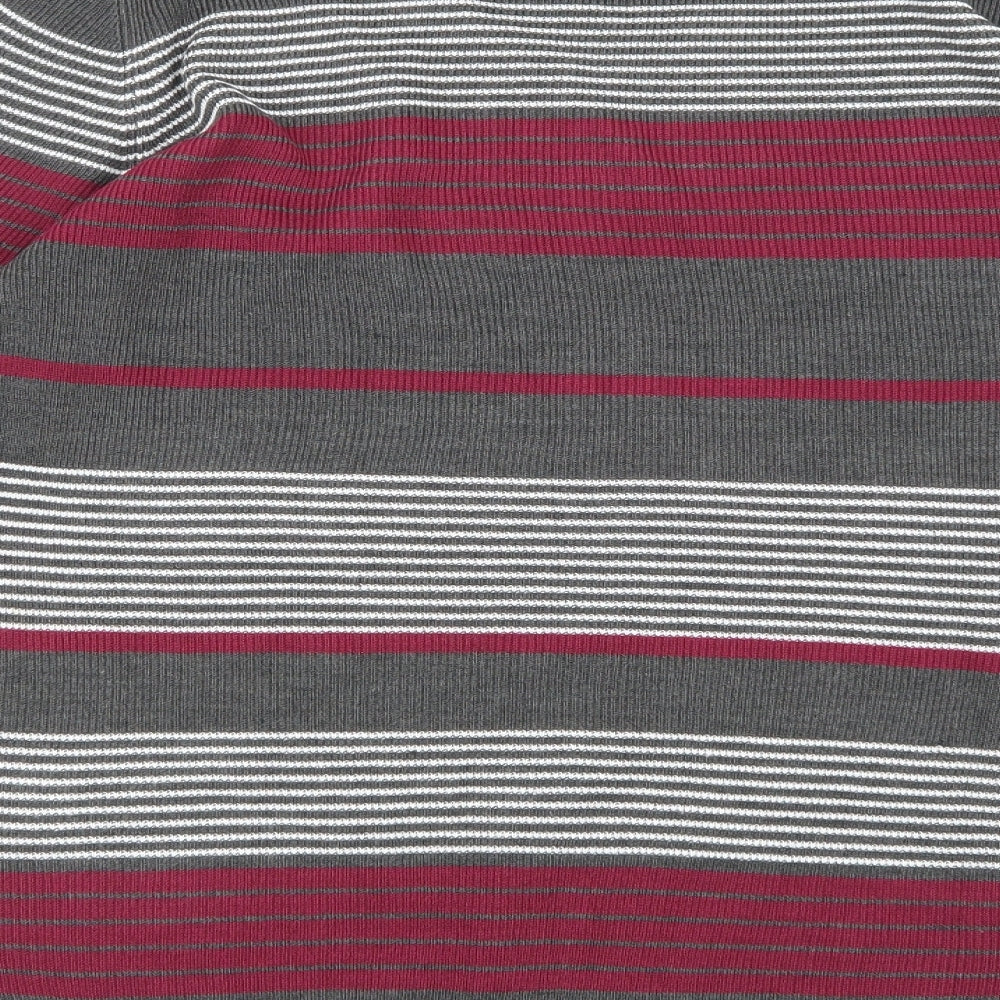 Isle Essentials Womens Grey Striped Knit Pullover Jumper Size 14