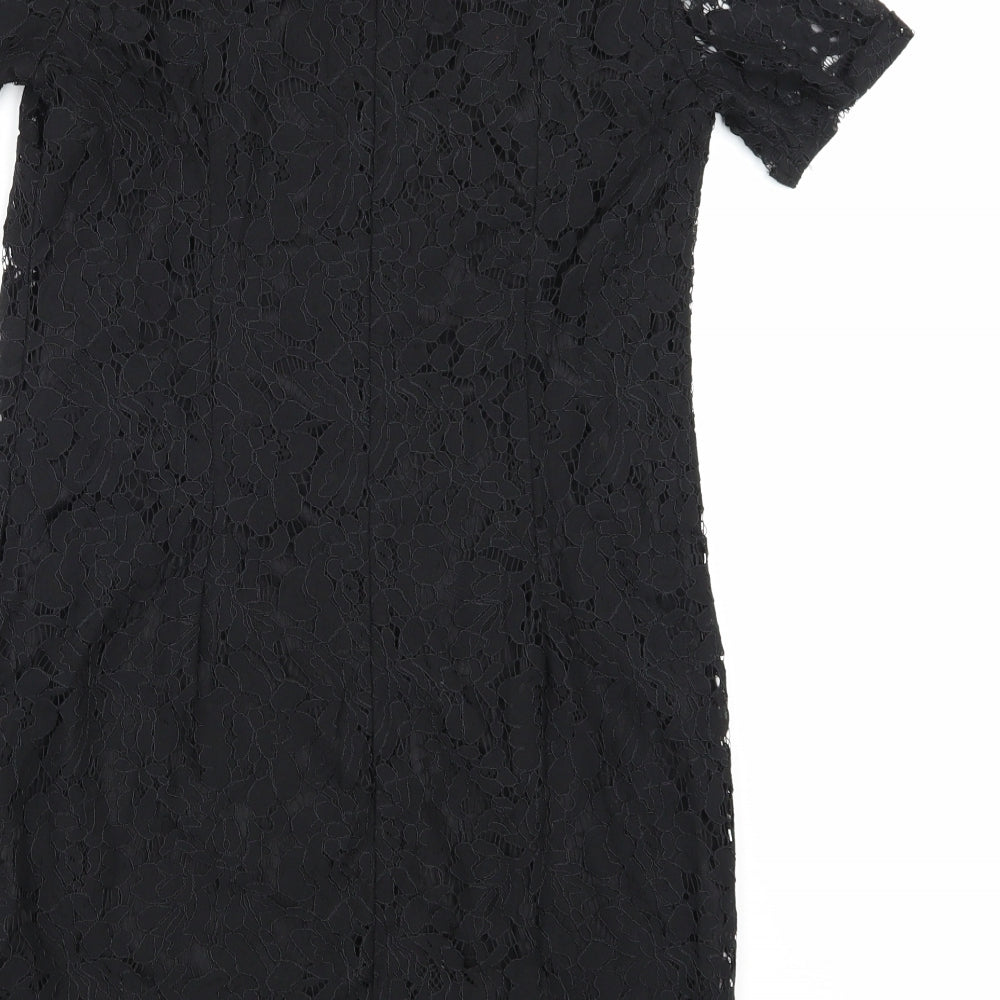 Dorothy Perkins Womens Black Floral A-Line Size 6