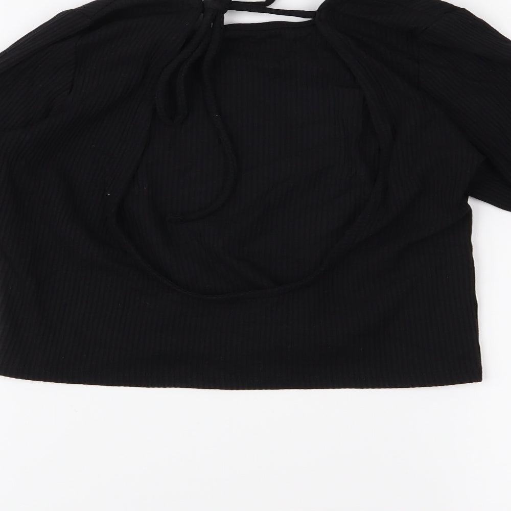 MONKL Womens Black Cropped Blouse Size S
