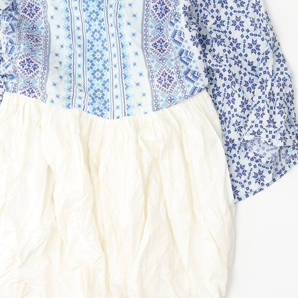 Tarzz Womens Blue Geometric A-Line Size XS
