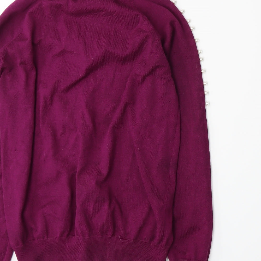 Paramour Womens Purple Knit Pullover Jumper Size M