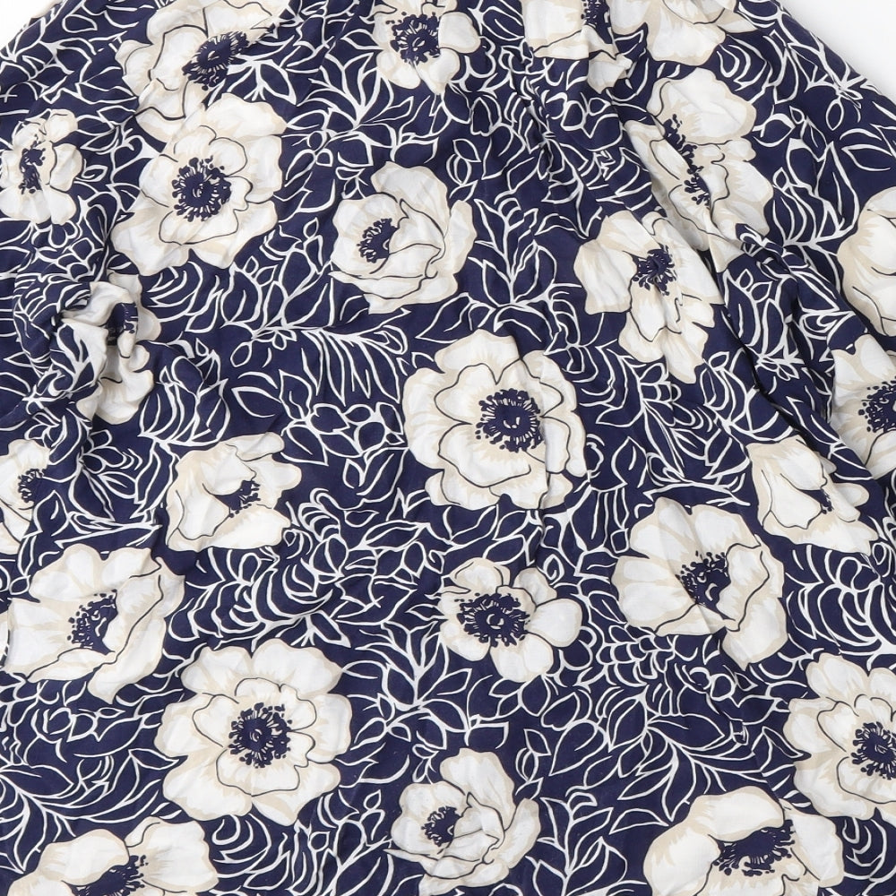 Gap Womens Blue Floral Basic Blouse Size S
