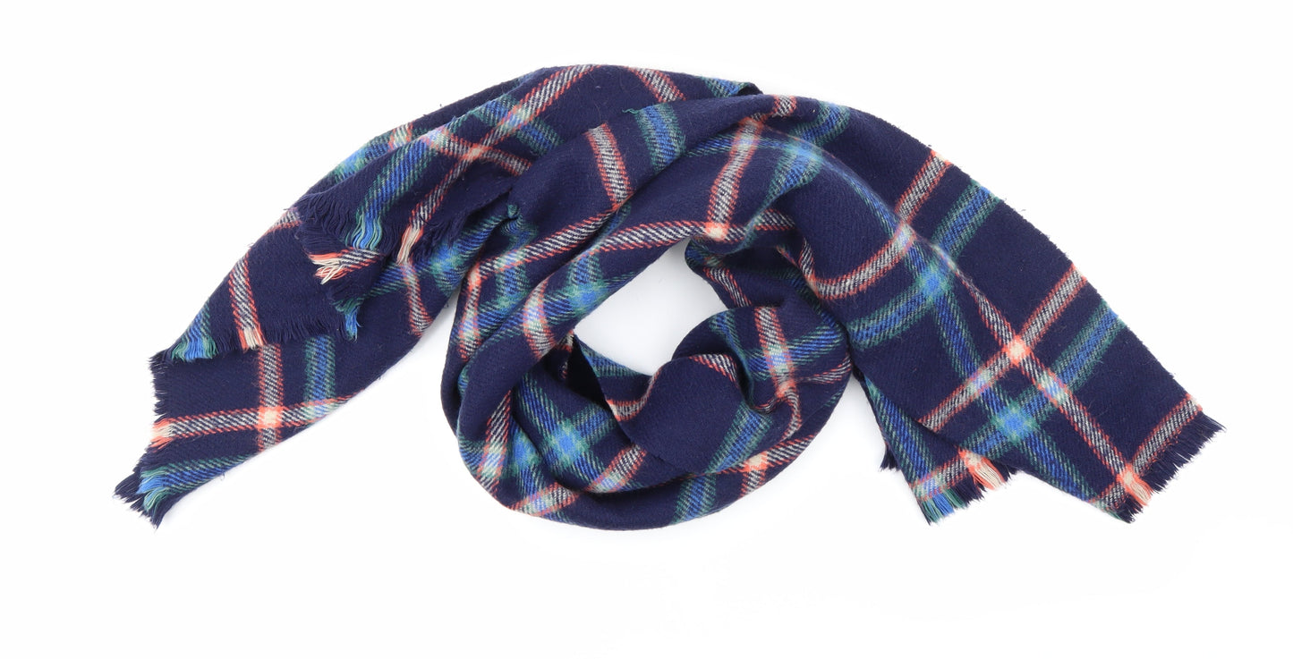 Preworn Womens Blue Check Knit Scarf