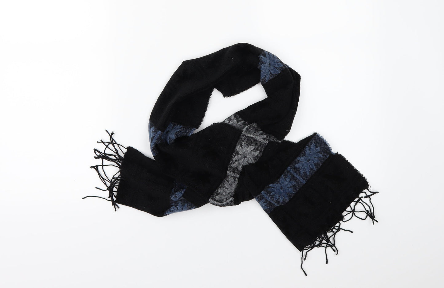 Preworn Mens Black Floral Scarf One Size