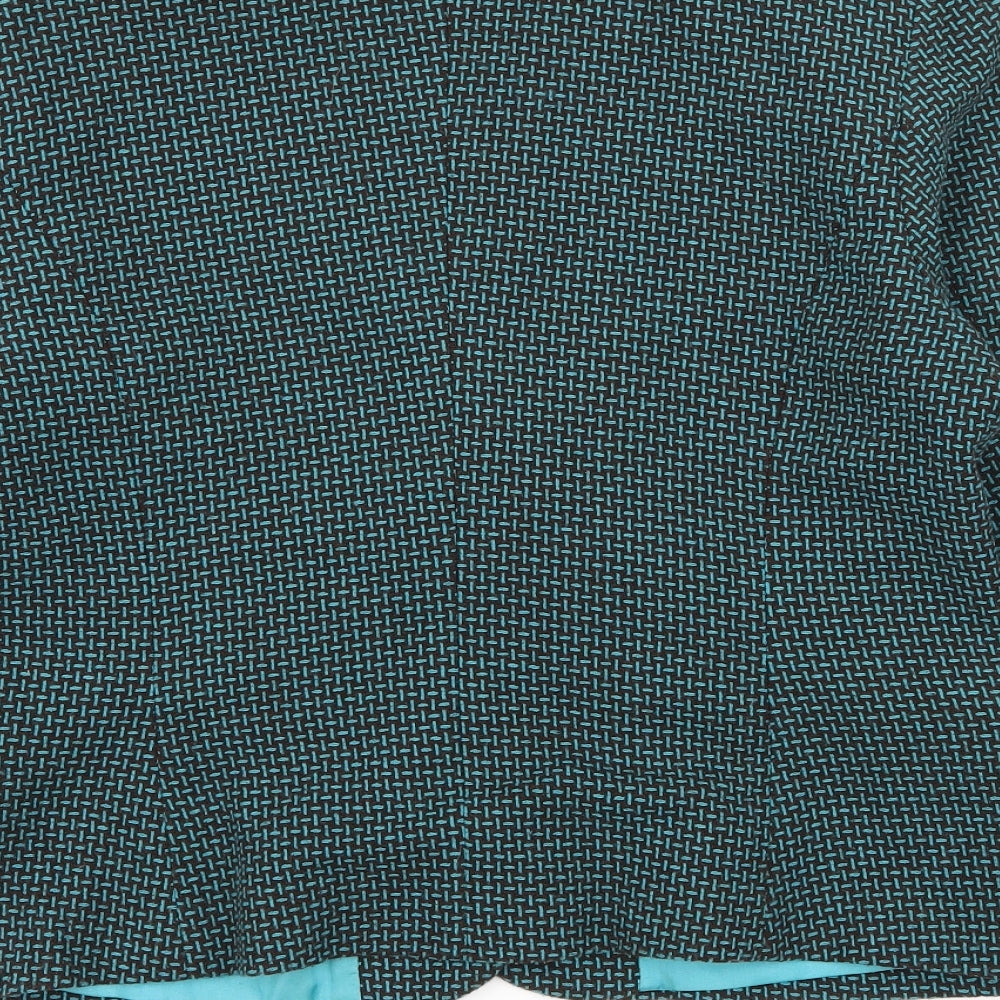 Miss Etam Womens Blue Geometric Jacket Size 12