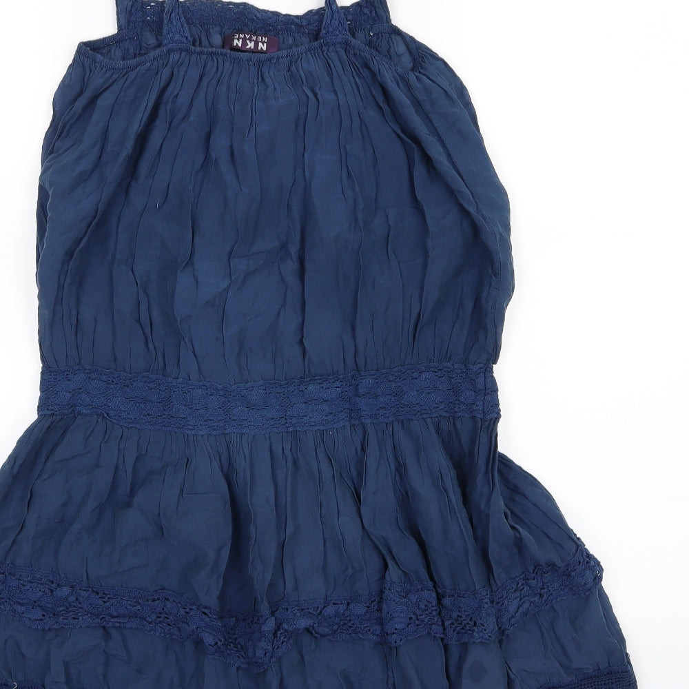 Nekane Womens Blue Woven Basic Blouse Size S