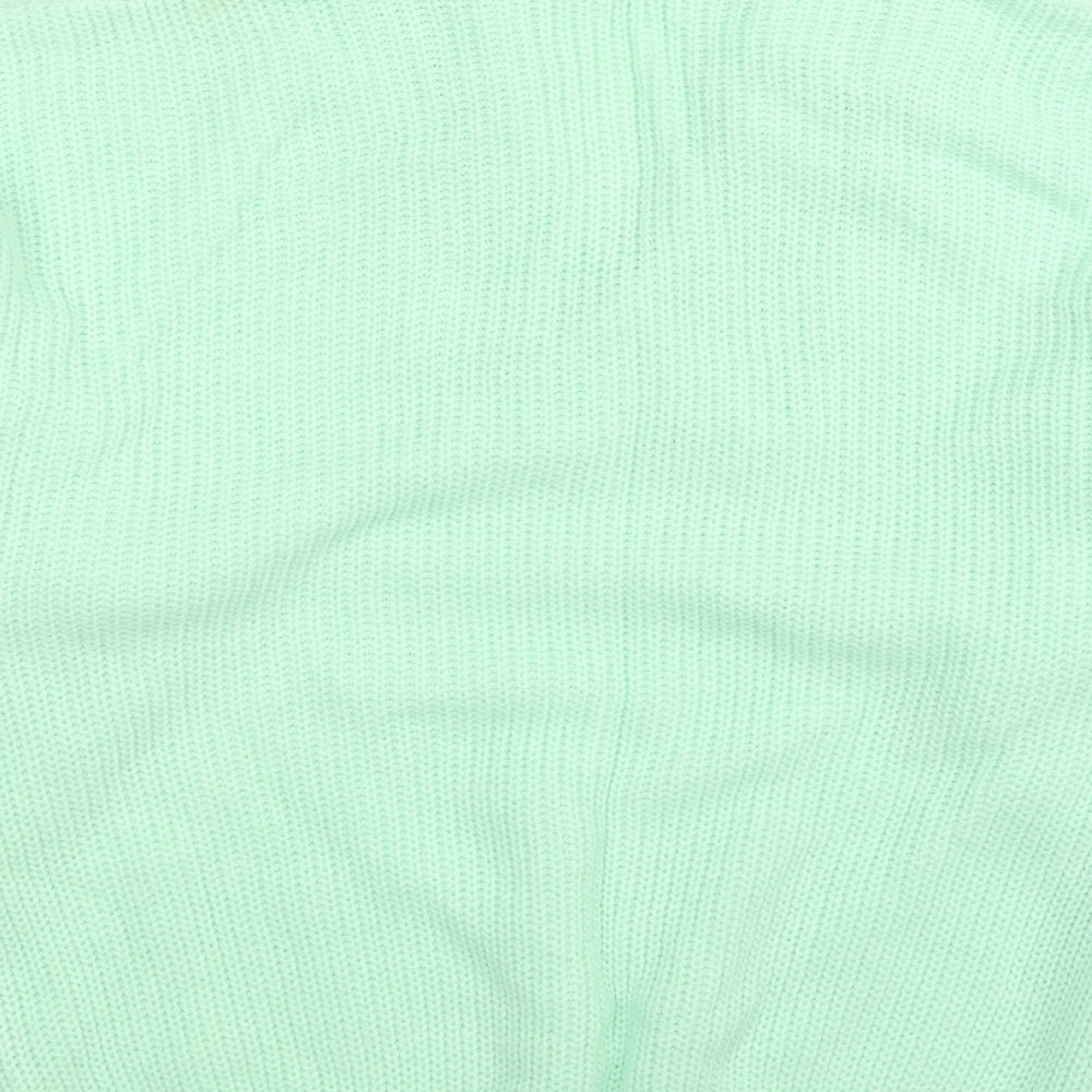 Brand and care label for FROG women’s green knit jumper, size L