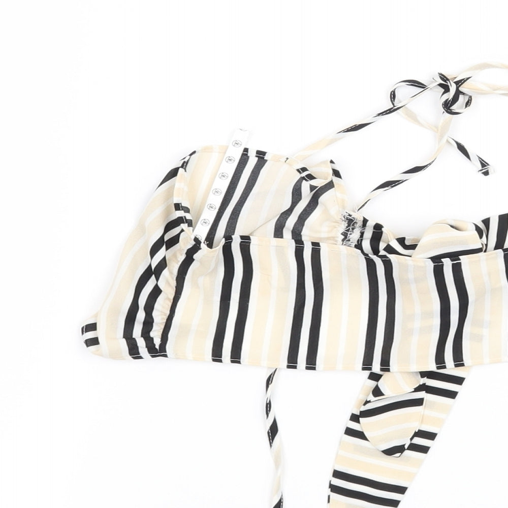 Missguided Womens Beige Striped Cropped Blouse Size 10