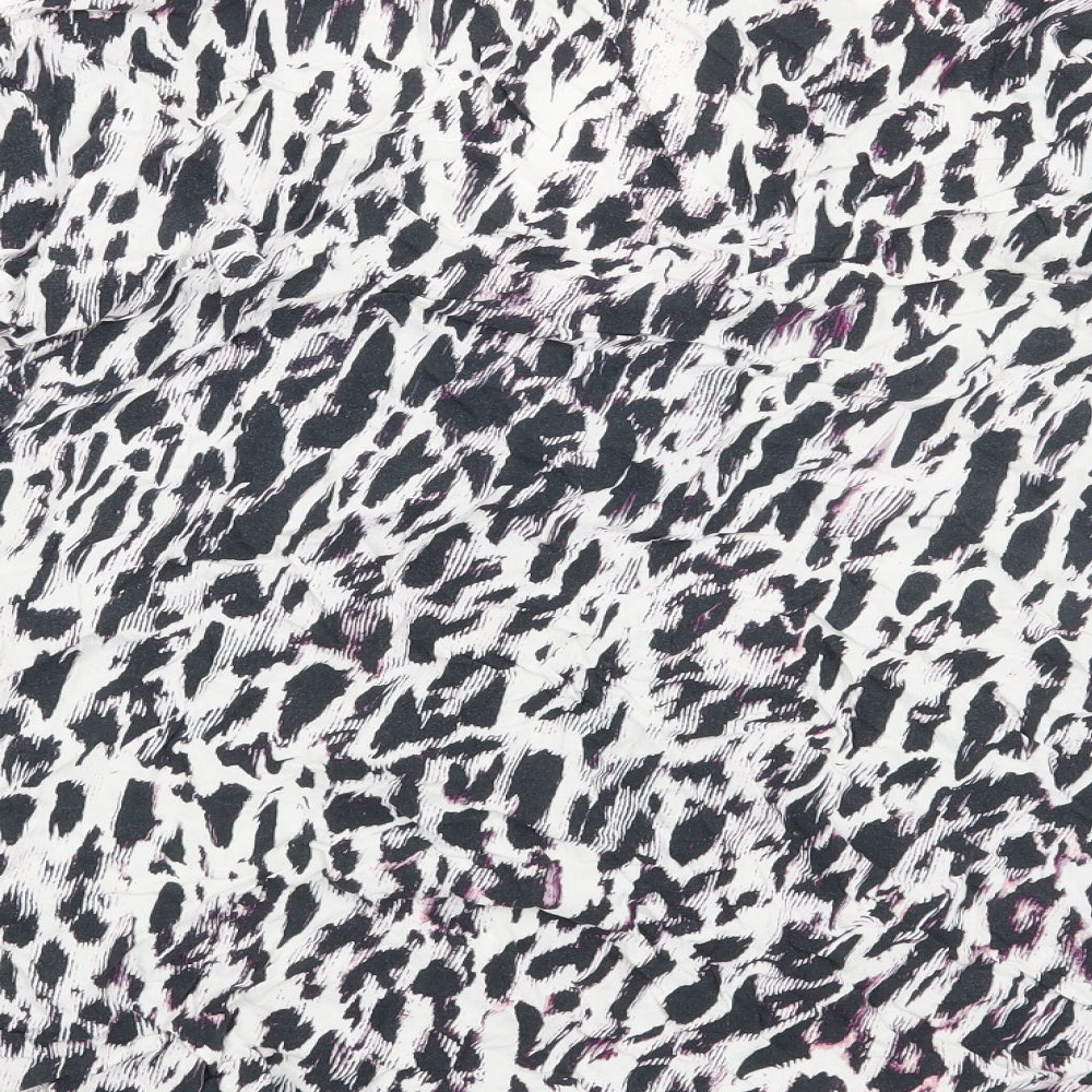 Preworn Womens White Animal Print Basic Blouse Size 14