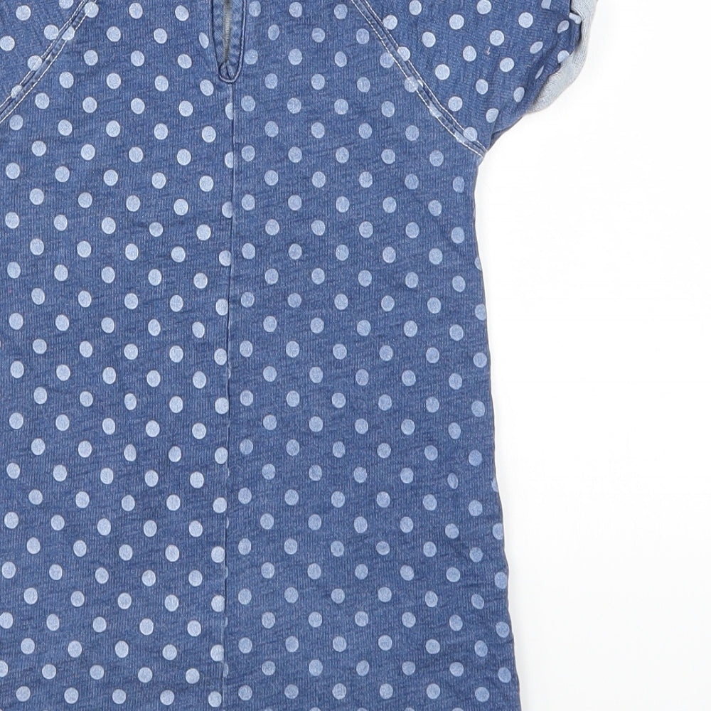 NEXT Girls Blue Polka Dot Denim T-Shirt Dress Size 12-18 Months