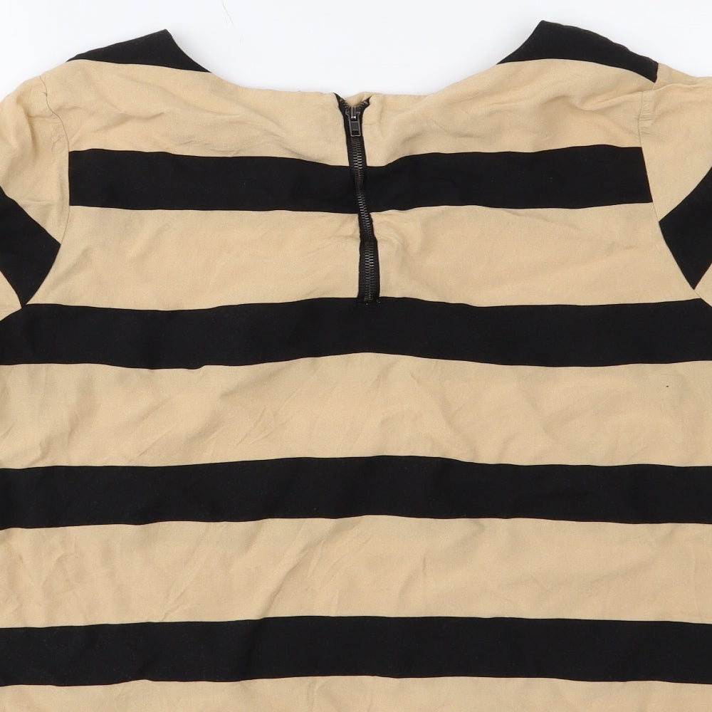 VERO MODA Womens Black Striped Basic Blouse Size M
