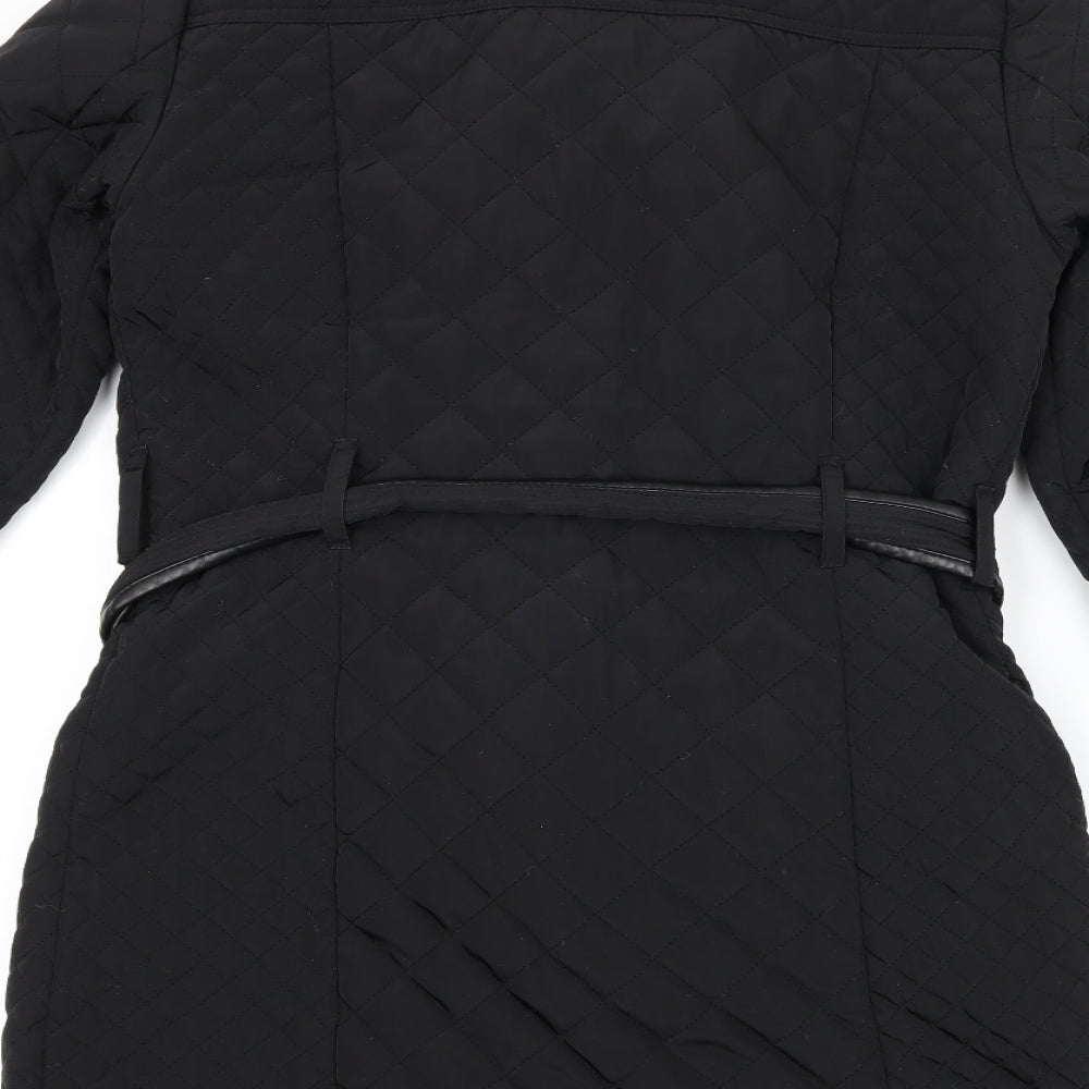Papaya Womens Black Quilted Coat Size 10 - Belt included
