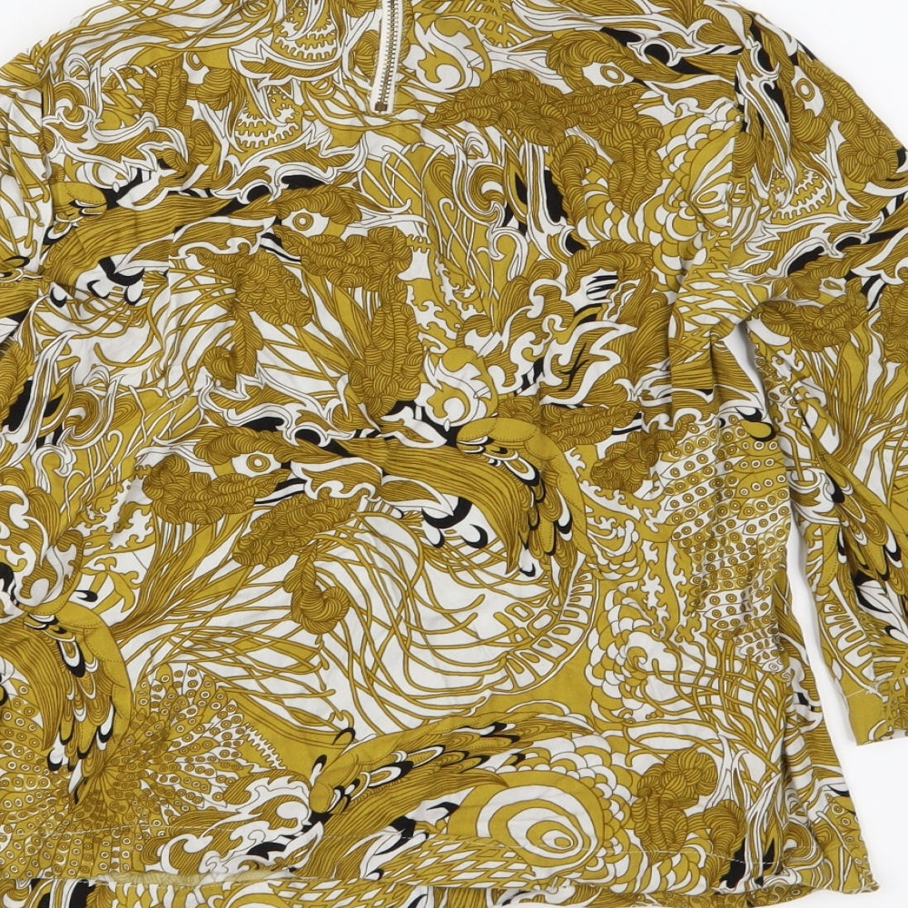 H&M Womens Yellow Floral Basic Blouse Size 6