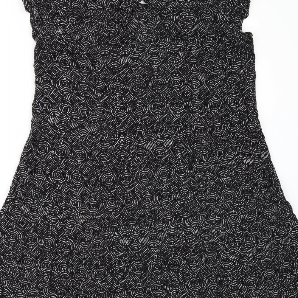 H&M Womens Black Geometric A-Line Size 8