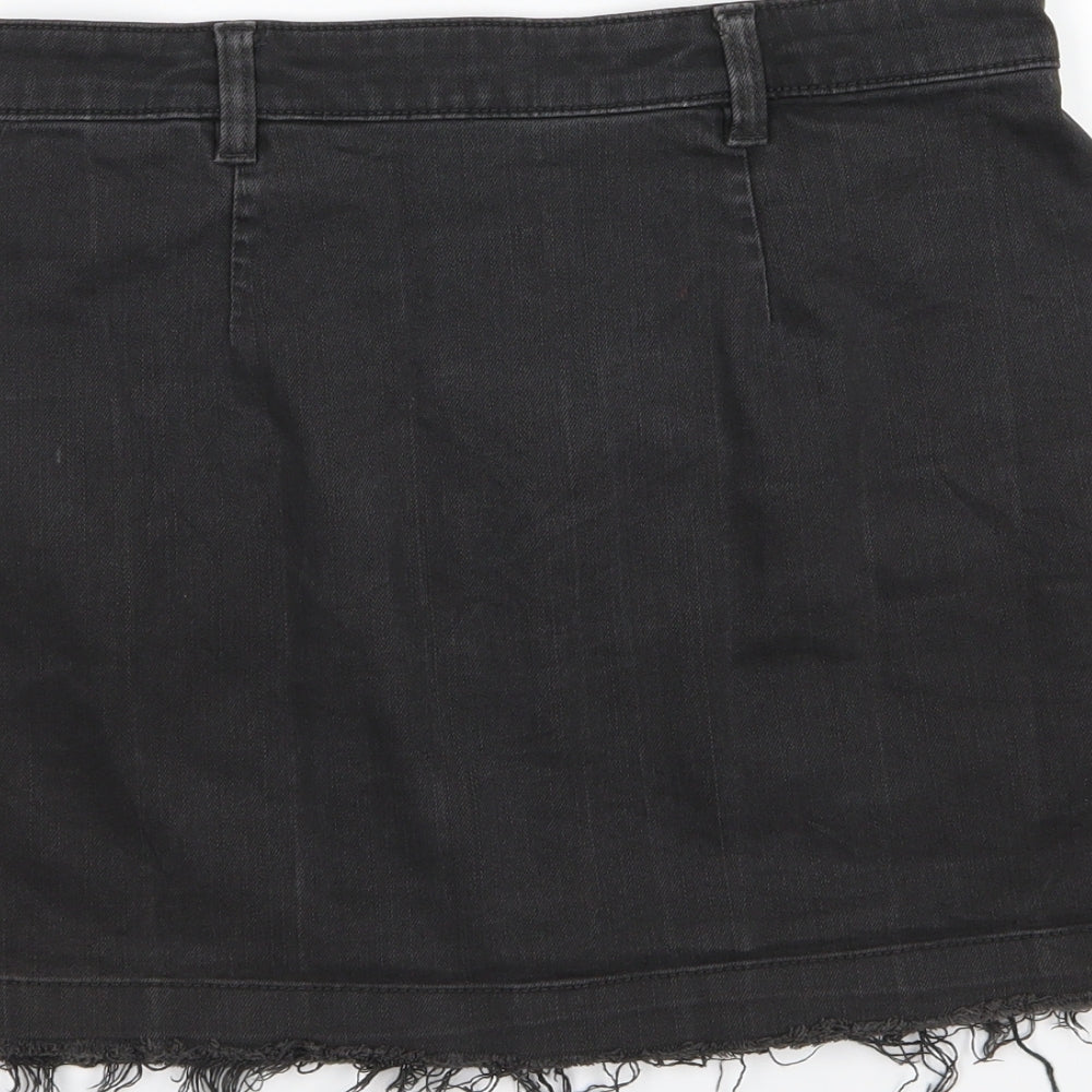 Preworn Womens Black Denim A-Line Skirt Size 28 in