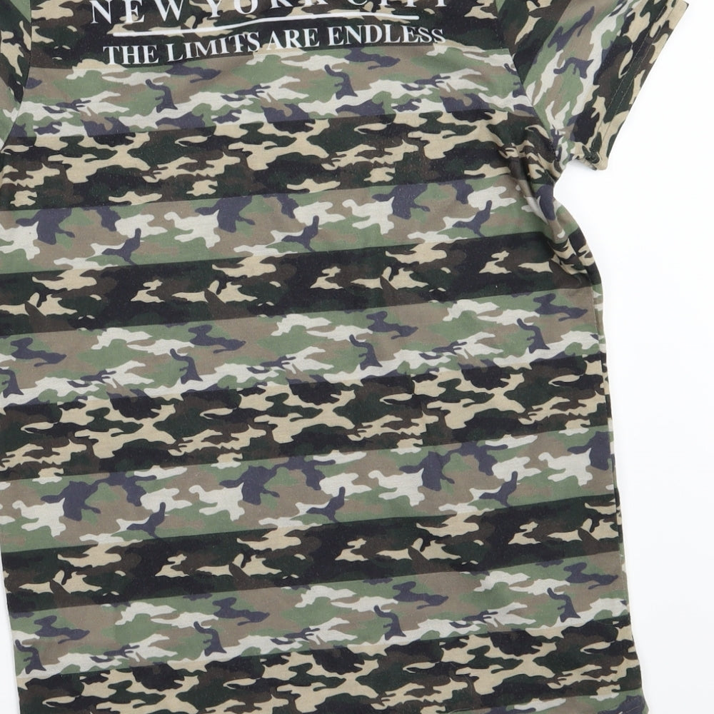 Primark Boys Green Camouflage Jersey Basic T-Shirt Size 11-12 Years - Harlem