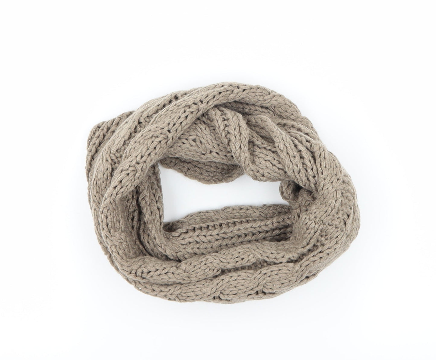 Preworn Womens Brown Knit Scarf - Cable knit