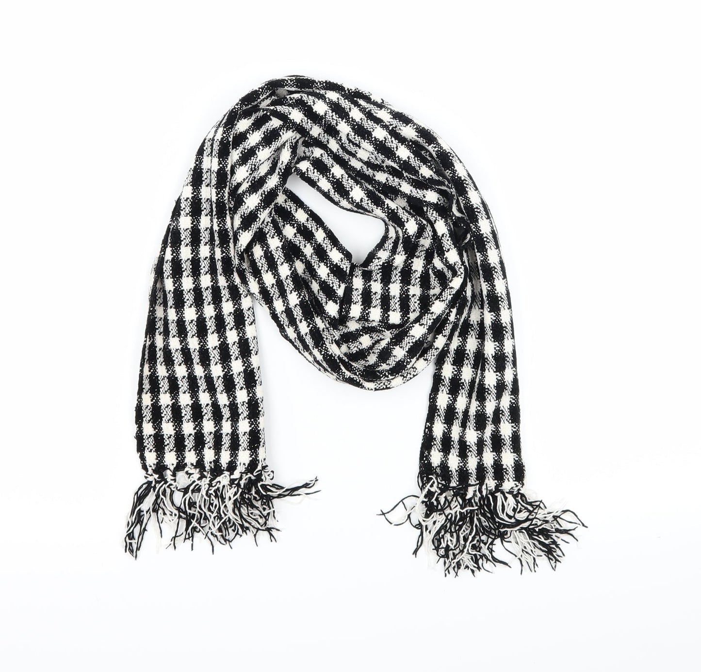 Preworn Womens Black Check Knit Scarf