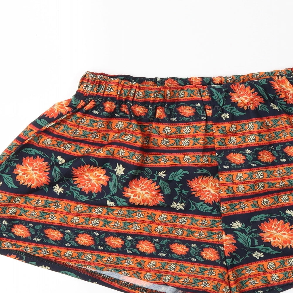 Preworn Womens Orange Striped Bermuda Shorts Size M