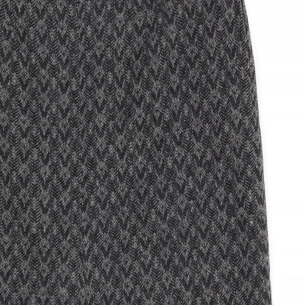 Preworn Womens Grey Geometric A-Line Skirt
