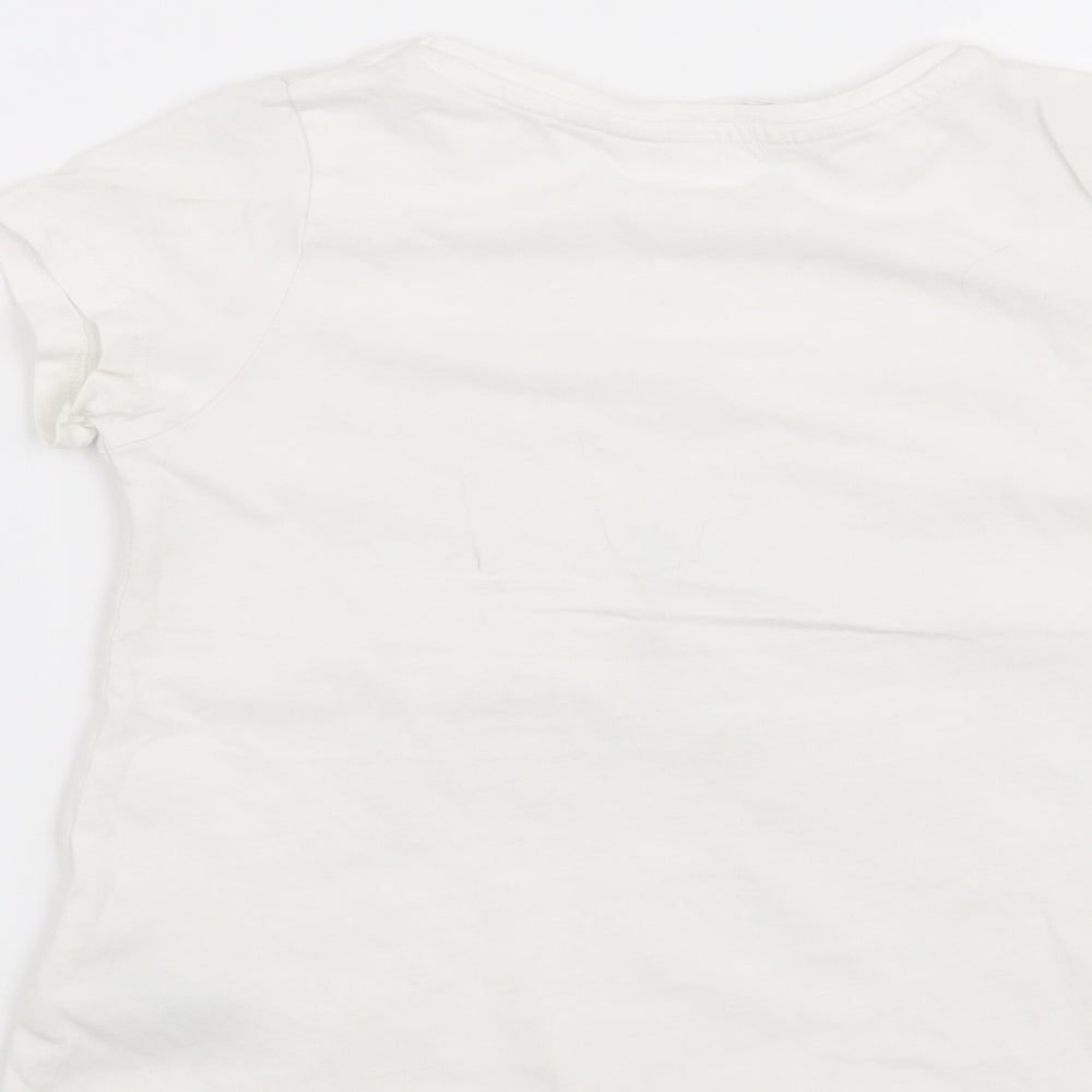 H&M Girls White Basic T-Shirt Size 7-8 Years - Butterfly
