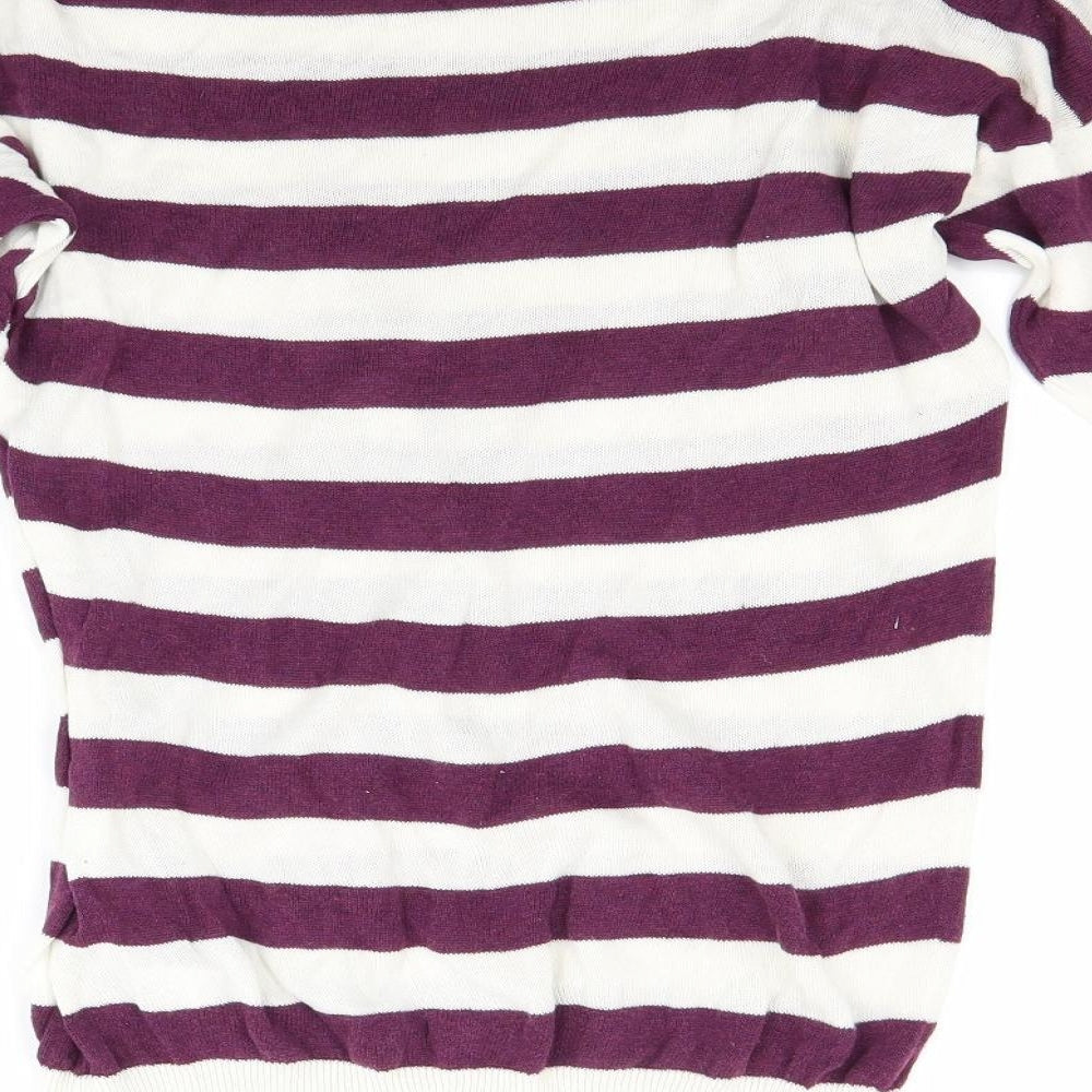 H&M Womens White Striped Pullover Jumper Size XS