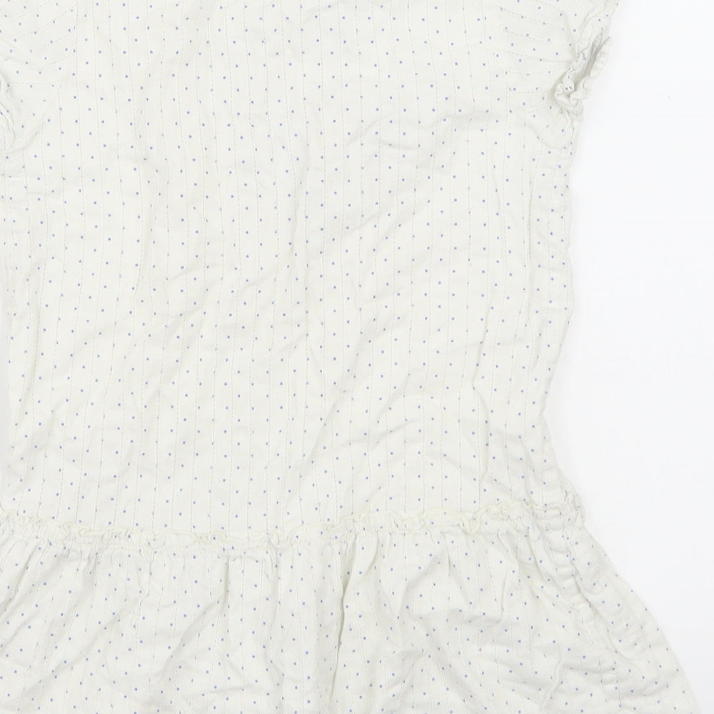 MINI A TURE Womens White Polka Dot Basic Blouse Size 8