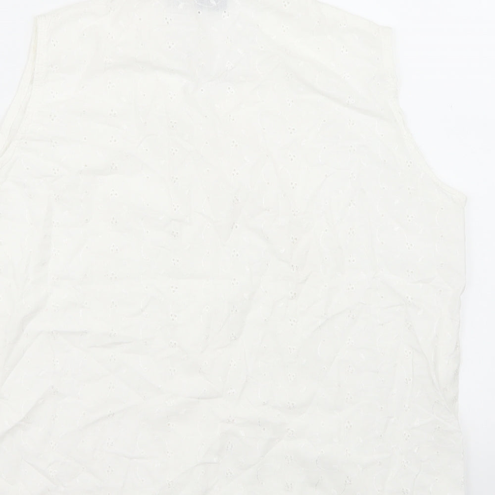 Crystals Womens White Basic Button-Up Size L