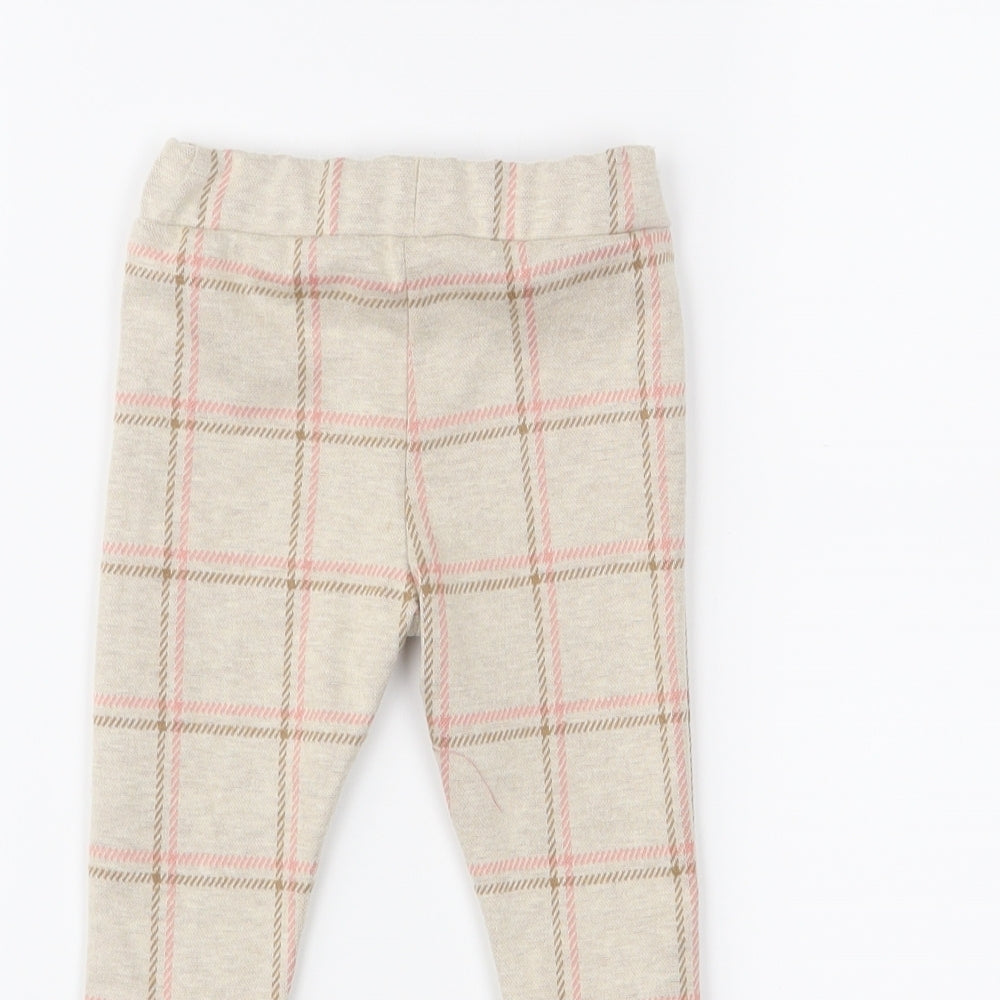Nutmeg Girls Beige Check Cropped Leggings Size 3-6 Months