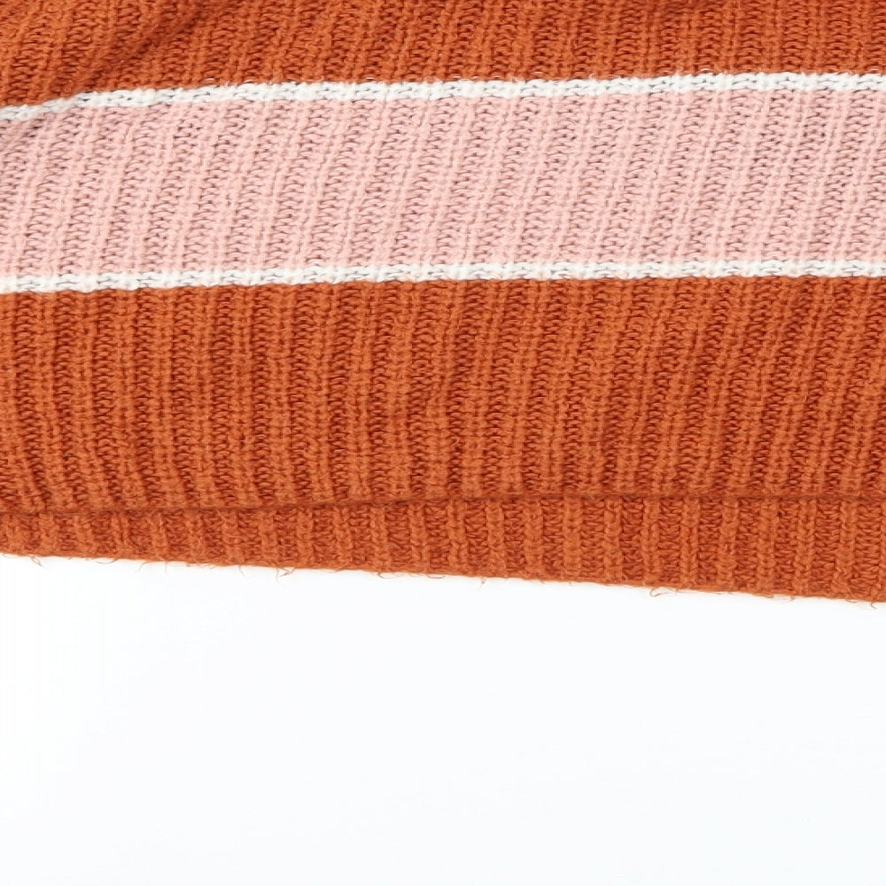 Missguided Womens Orange Striped Knit Pullover Jumper Size 8 - Cropped Jumper